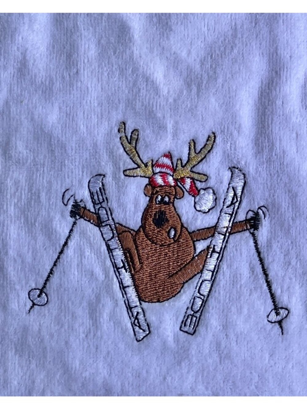 Avanti Set Of 2 Tea Towels Dancer & Blitzen Embroidered Cotton 26.5x15.5 White - Picture 3 of 12